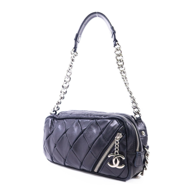 CHANEL 牛皮皮革Chain Shoulder銀扣鏈帶肩背袋-2