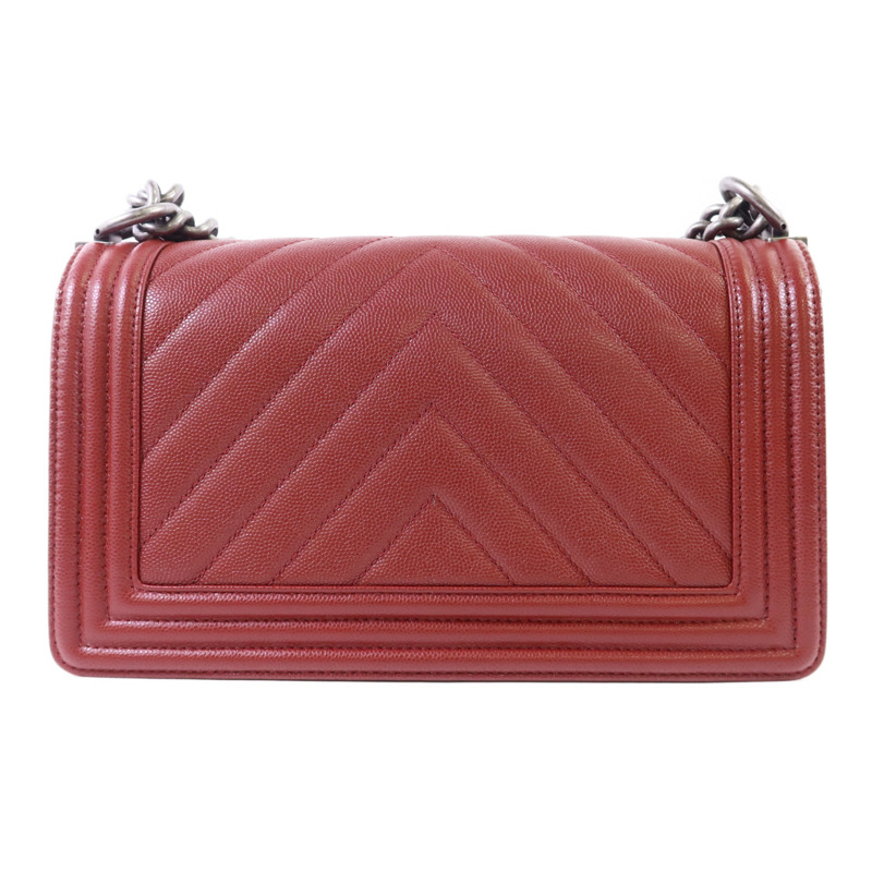 CHANEL 牛皮皮革Boy 25銀扣鏈帶肩背袋-1