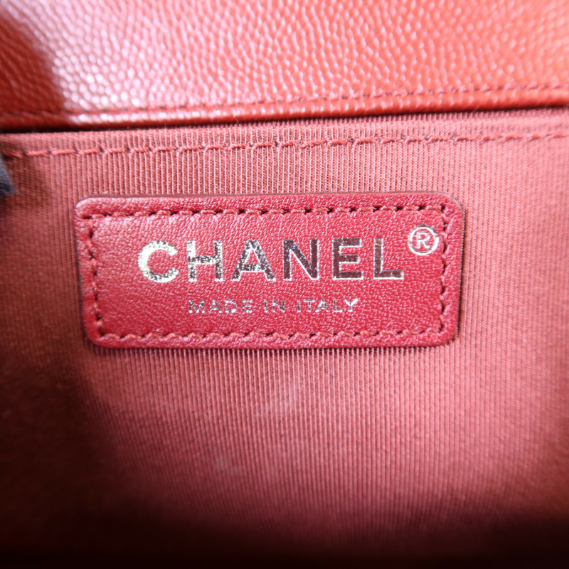 CHANEL 牛皮皮革Boy 25銀扣鏈帶肩背袋-7