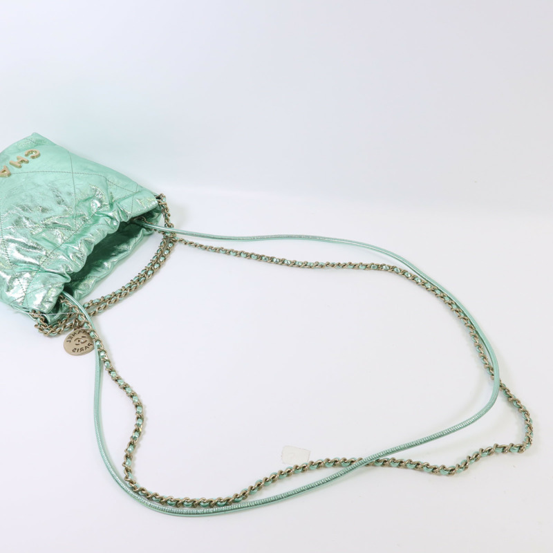 CHANEL 牛皮皮革C22 Mini金扣手挽肩背兩用袋-4