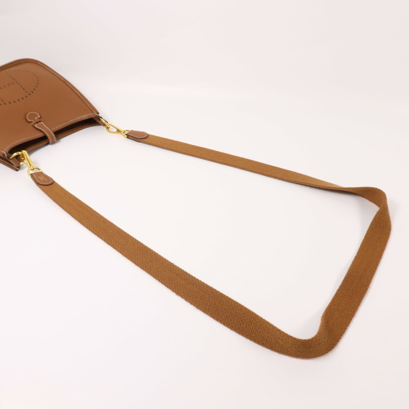 HERMES Clemence皮革Evelyne TPM金扣肩背袋Gold-8