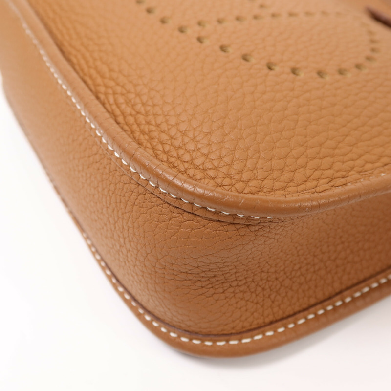 HERMES Clemence皮革Evelyne TPM金扣肩背袋Gold-10