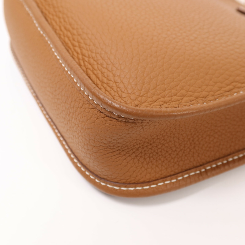HERMES Clemence皮革Evelyne TPM金扣肩背袋Gold-12