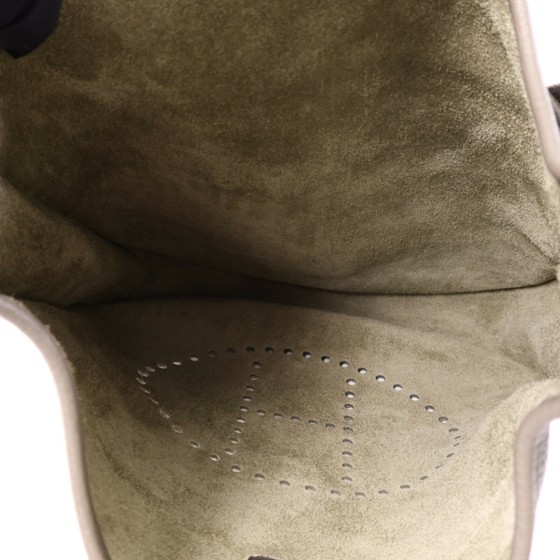 HERMES Clemence皮革Evelyne GM銀扣肩背袋Etain-4