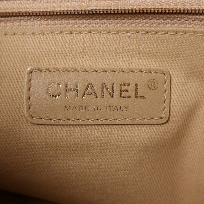 CHANEL 帆布Deauville Tote金扣鏈帶手挽袋-5