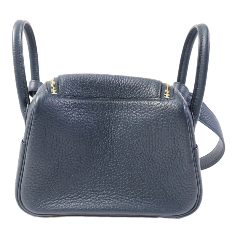 HERMES Clemence皮革Mini Lindy金扣手挽肩背兩用袋Vert Cypres-1