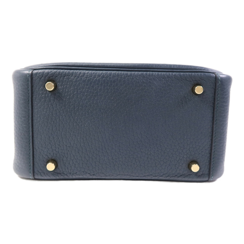 HERMES Clemence皮革Mini Lindy金扣手挽肩背兩用袋Vert Cypres-3