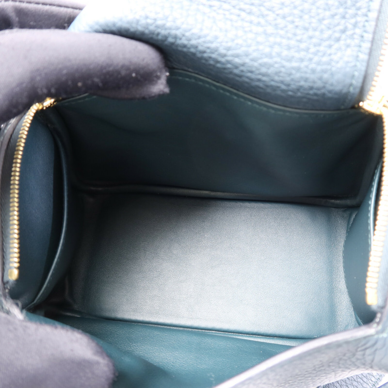 HERMES Clemence皮革Mini Lindy金扣手挽肩背兩用袋Vert Cypres-4