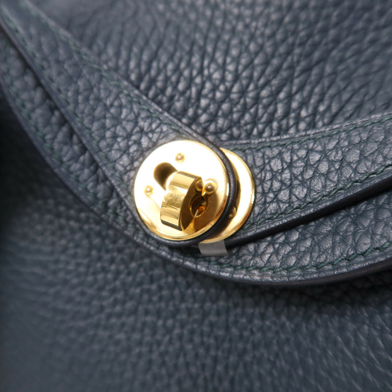 HERMES Clemence皮革Mini Lindy金扣手挽肩背兩用袋Vert Cypres-6