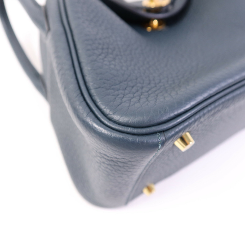 HERMES Clemence皮革Mini Lindy金扣手挽肩背兩用袋Vert Cypres-9