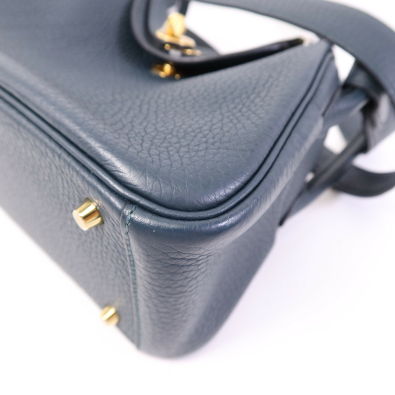 HERMES Clemence皮革Mini Lindy金扣手挽肩背兩用袋Vert Cypres-12