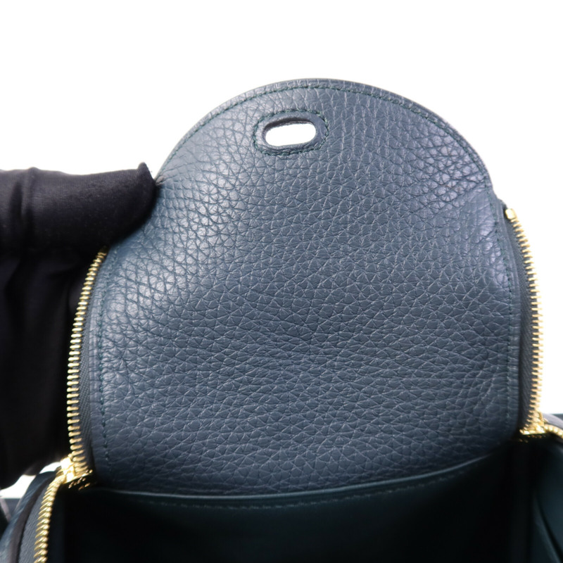 HERMES Clemence皮革Mini Lindy金扣手挽肩背兩用袋Vert Cypres-13