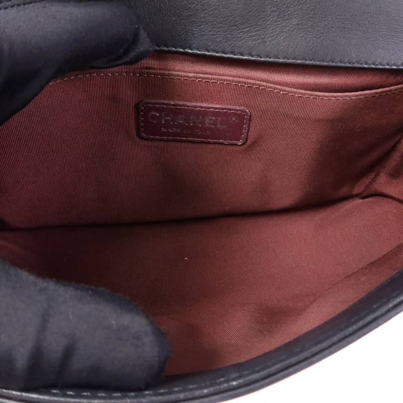 CHANEL 牛皮皮革Boy 25銀扣鏈帶肩背袋-4