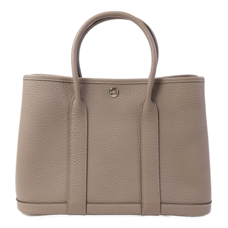 HERMES Negonda皮革Garden Party TPM銀扣手挽袋Gris Asphalte-1