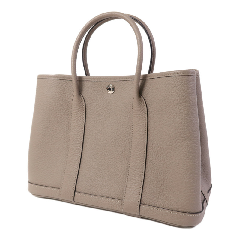 HERMES Negonda皮革Garden Party TPM銀扣手挽袋Gris Asphalte-2