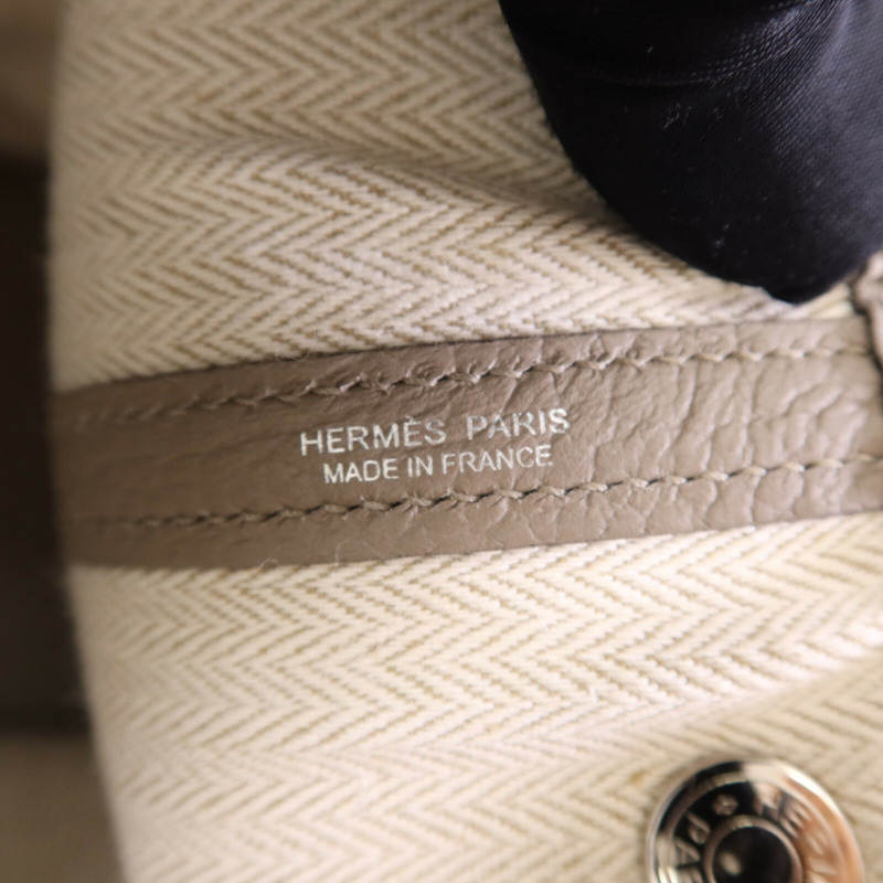 HERMES Negonda皮革Garden Party TPM銀扣手挽袋Gris Asphalte-5