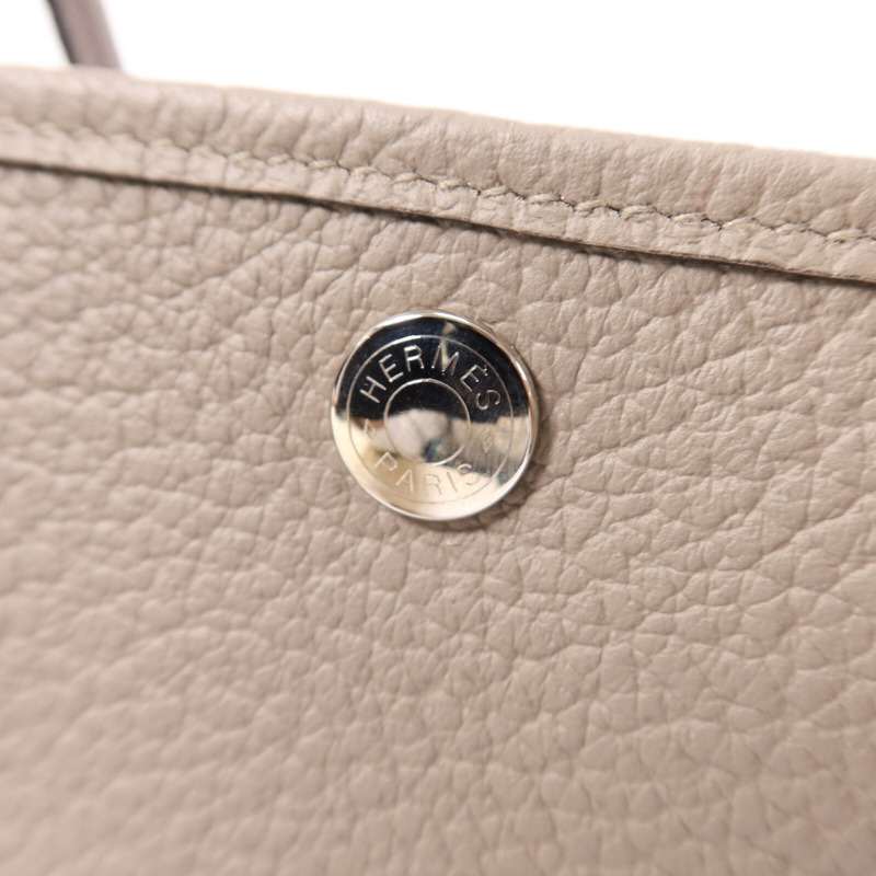 HERMES Negonda皮革Garden Party TPM銀扣手挽袋Gris Asphalte-6