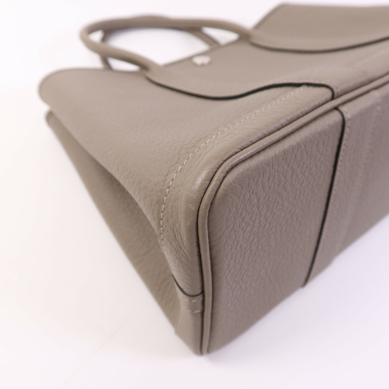 HERMES Negonda皮革Garden Party TPM銀扣手挽袋Gris Asphalte-13