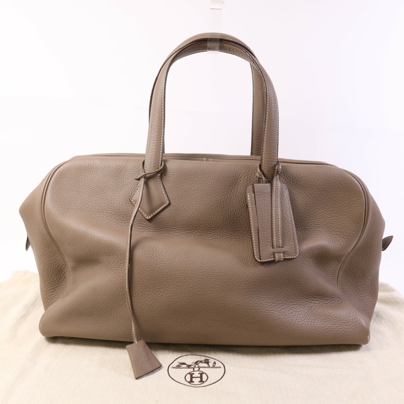 HERMES Clemence皮革Victoria 43銀扣肩背袋-9