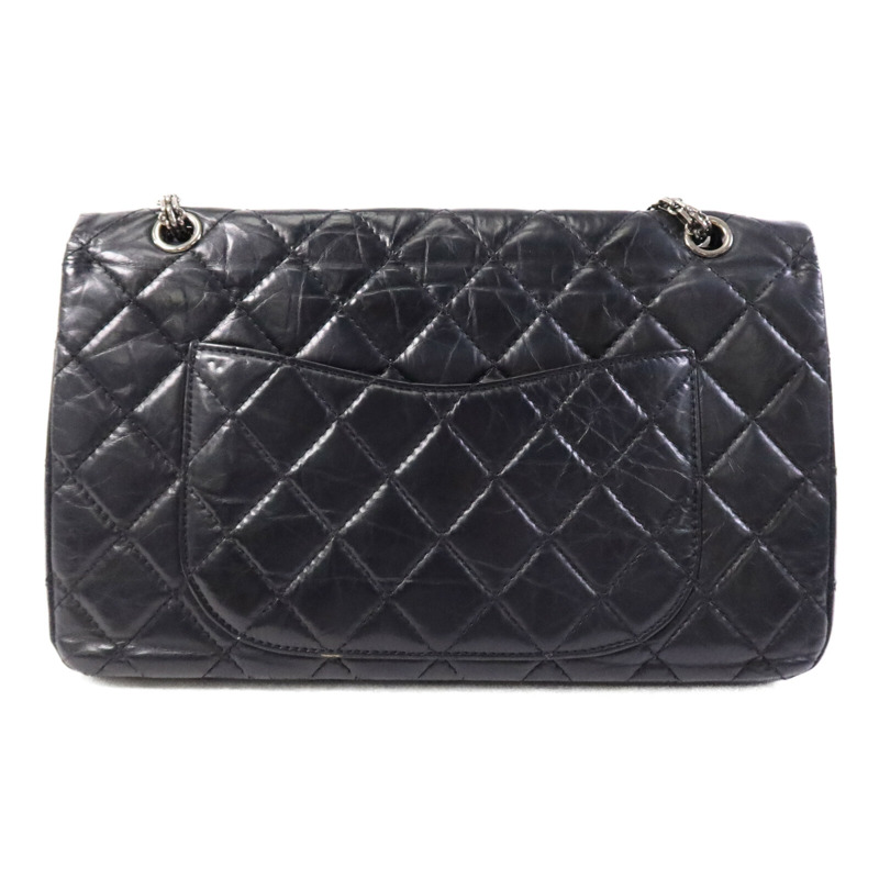 CHANEL 牛皮皮革Chanel 2.55 Large銀扣鏈帶肩背袋-1