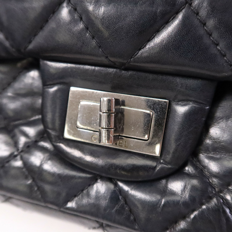 CHANEL 牛皮皮革Chanel 2.55 Large銀扣鏈帶肩背袋-5