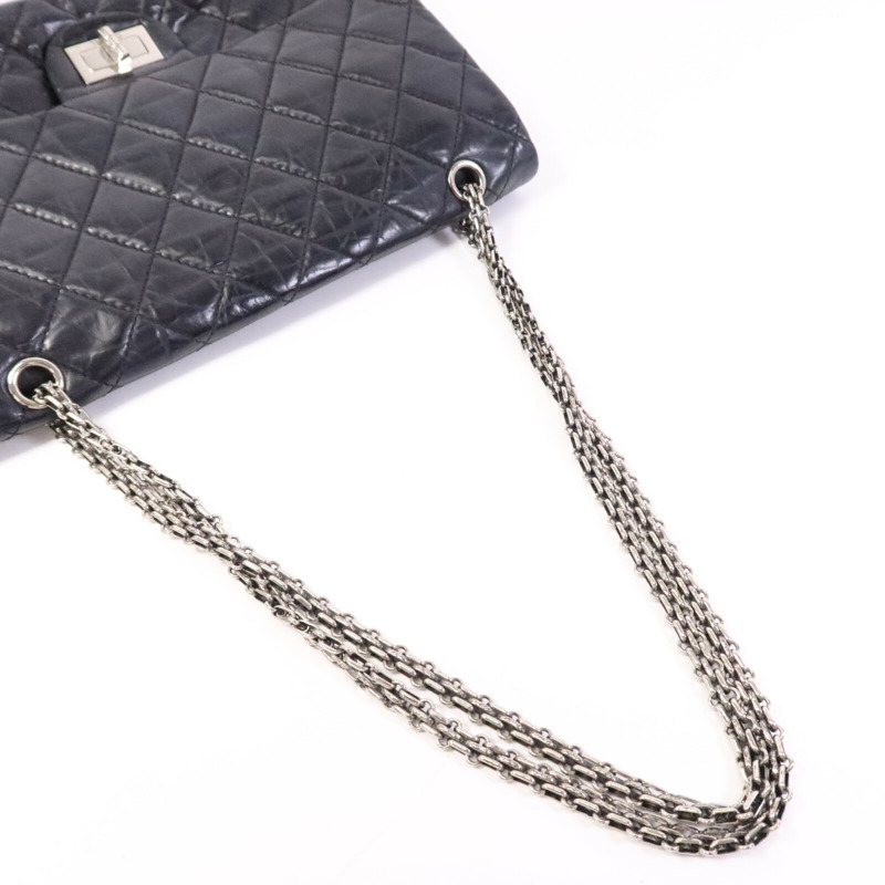 CHANEL 牛皮皮革Chanel 2.55 Large銀扣鏈帶肩背袋-8