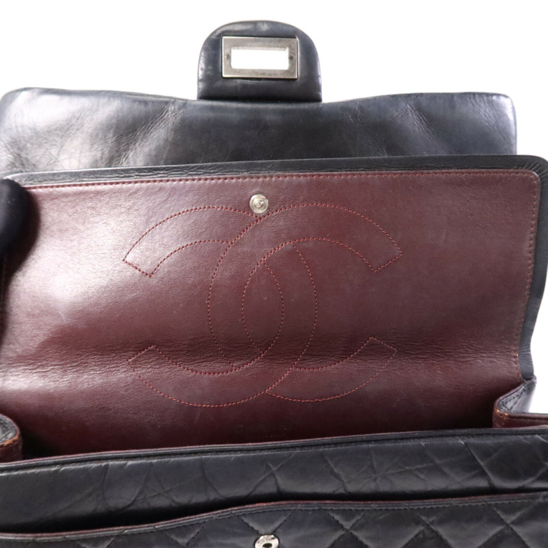 CHANEL 牛皮皮革Chanel 2.55 Large銀扣鏈帶肩背袋-15