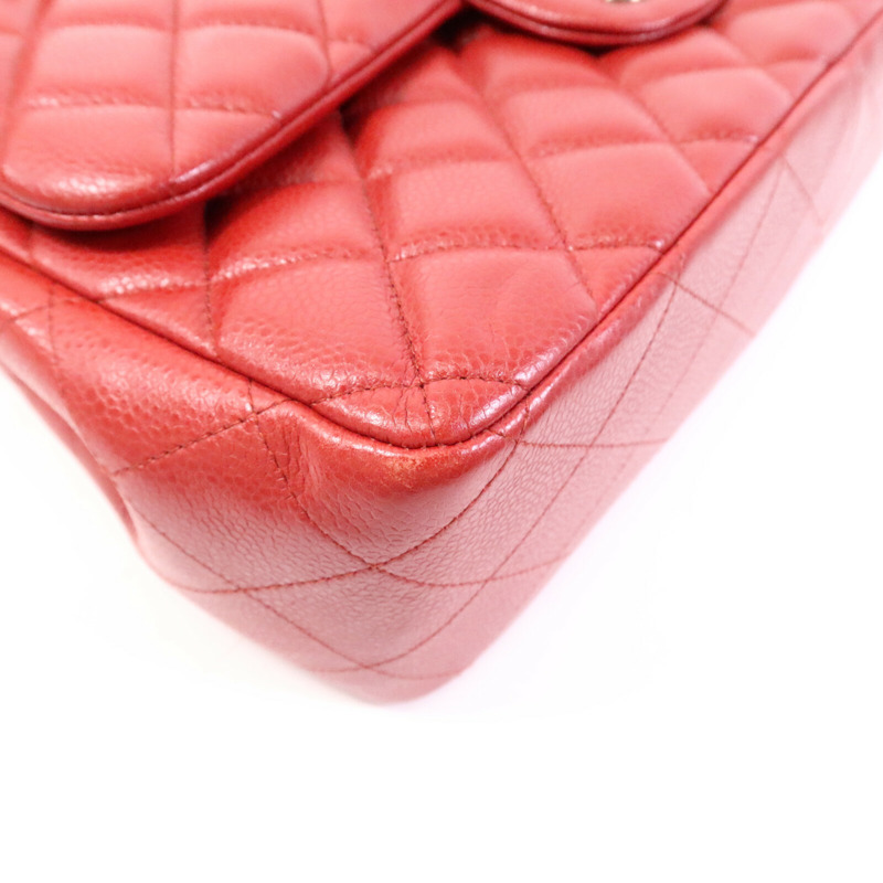 CHANEL 牛皮皮革Large Classic銀扣鏈帶肩背袋-12