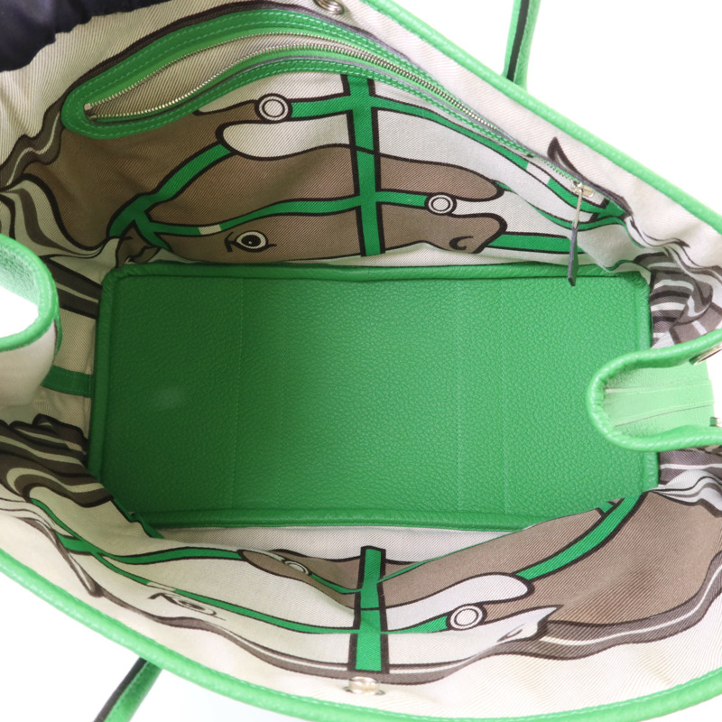 HERMES Negonda皮革Garden Party PM銀扣手挽袋Bambou-5