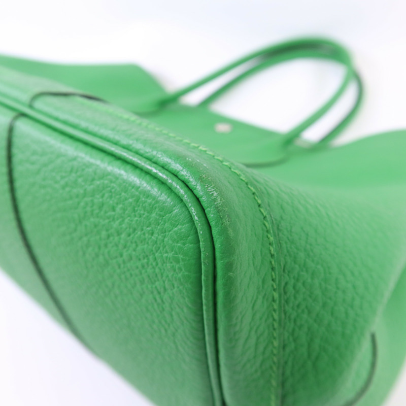 HERMES Negonda皮革Garden Party PM銀扣手挽袋Bambou-11