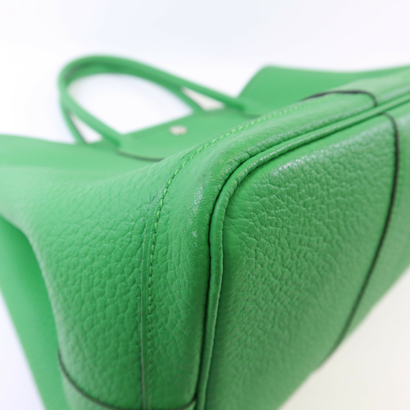 HERMES Negonda皮革Garden Party PM銀扣手挽袋Bambou-12