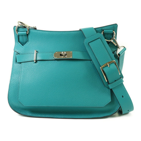 HERMES Clemence皮革Jypsiere 31銀扣肩背袋Bleu Paon