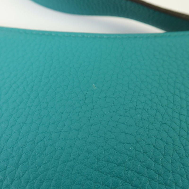 HERMES Clemence皮革Jypsiere 31銀扣肩背袋Bleu Paon-14