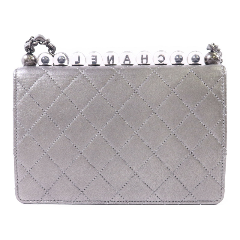 CHANEL 牛皮皮革Chain Shoulder Bag銀扣鏈帶肩背袋-1