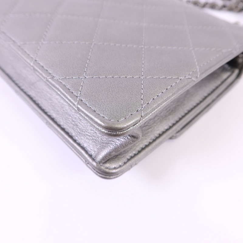 CHANEL 牛皮皮革Chain Shoulder Bag銀扣鏈帶肩背袋-14