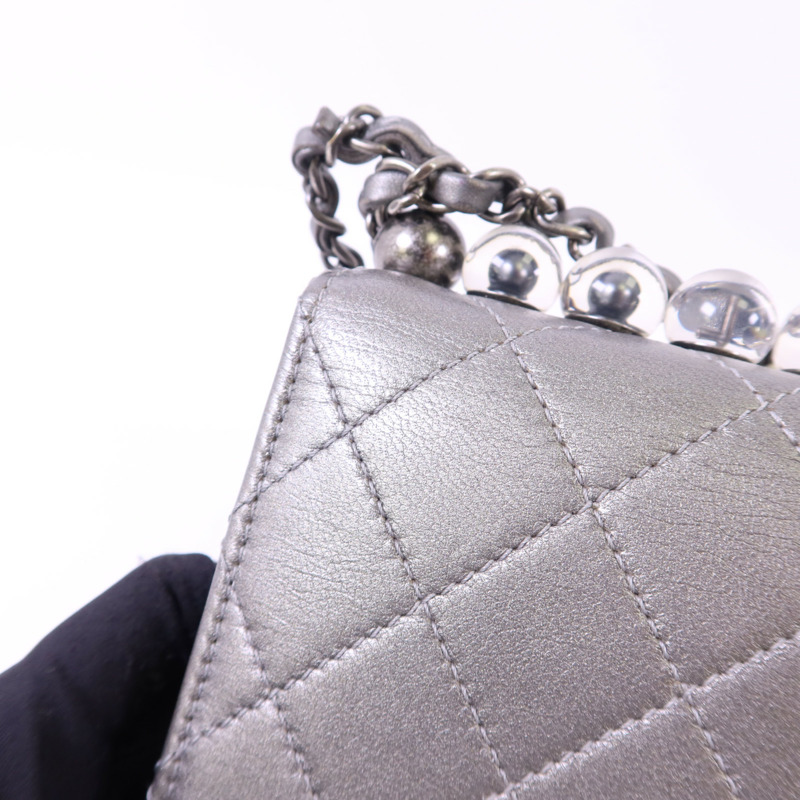 CHANEL 牛皮皮革Chain Shoulder Bag銀扣鏈帶肩背袋-16