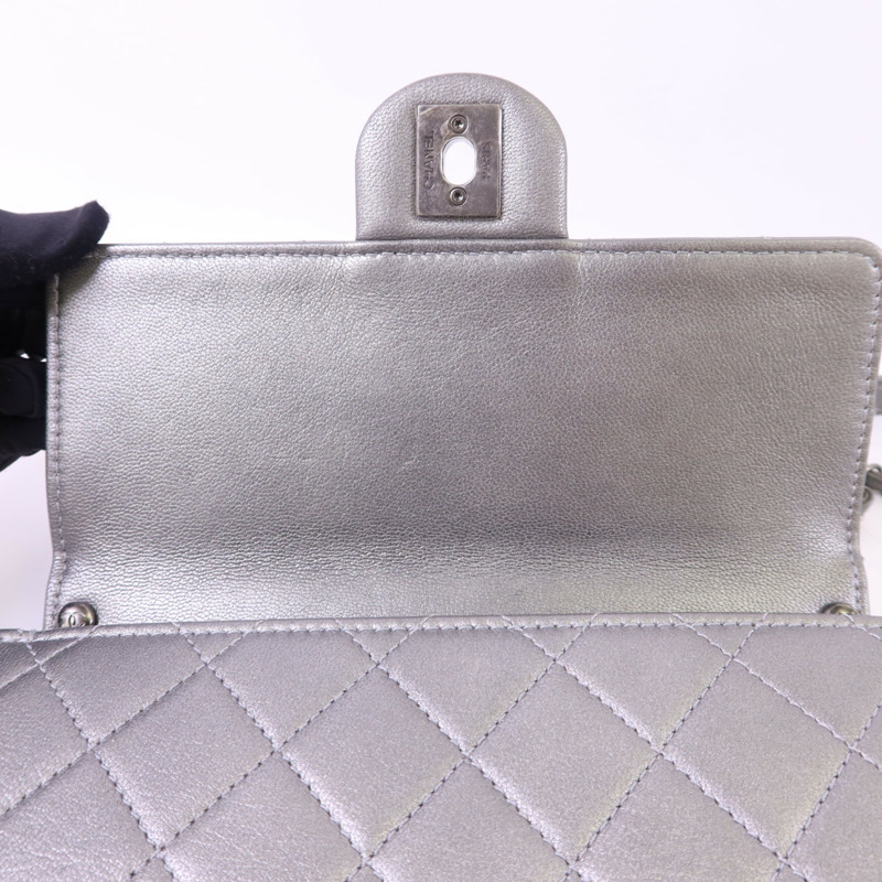 CHANEL 牛皮皮革Chain Shoulder Bag銀扣鏈帶肩背袋-17