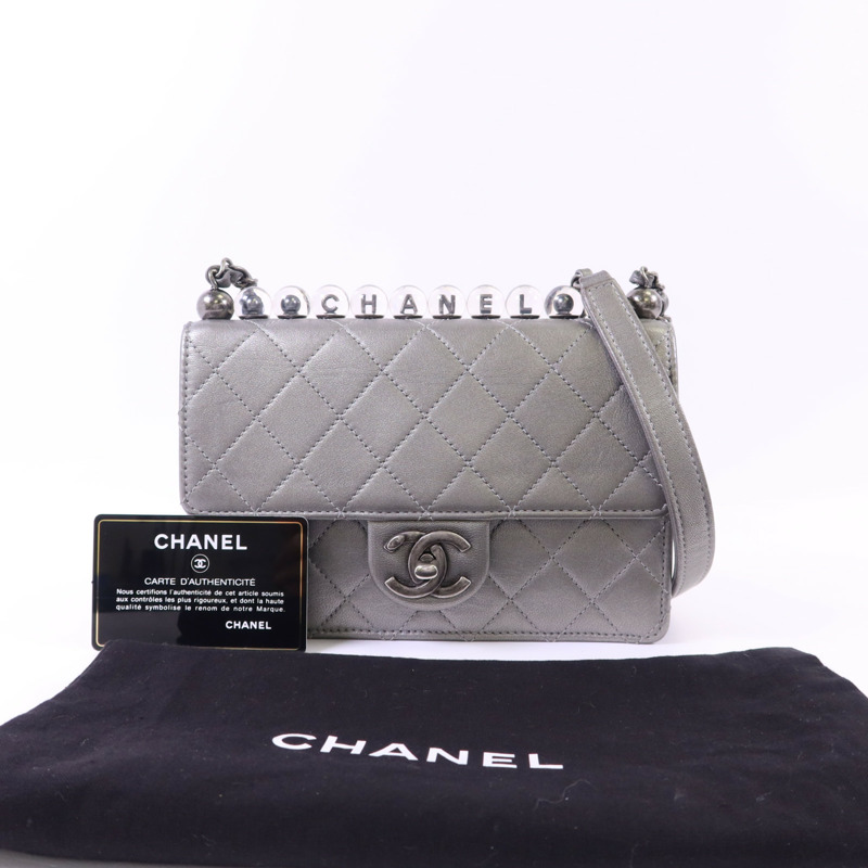 CHANEL 牛皮皮革Chain Shoulder Bag銀扣鏈帶肩背袋-22