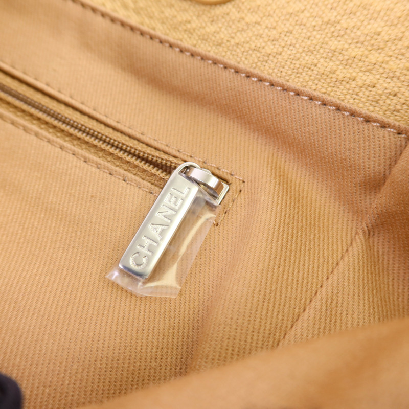 CHANEL 帆布Deauville Tote Bag銀扣鏈帶肩背袋-8