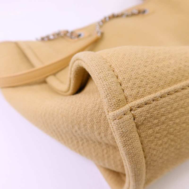 CHANEL 帆布Deauville Tote Bag銀扣鏈帶肩背袋-14