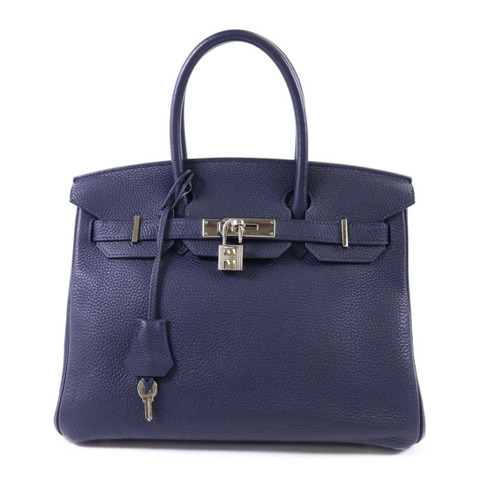 HERMES Togo皮革Birkin 30銀扣手挽袋Bleu Nuit