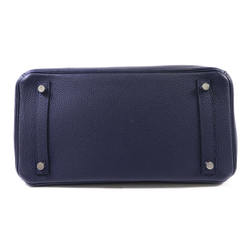 HERMES Togo皮革Birkin 30銀扣手挽袋Bleu Nuit-3