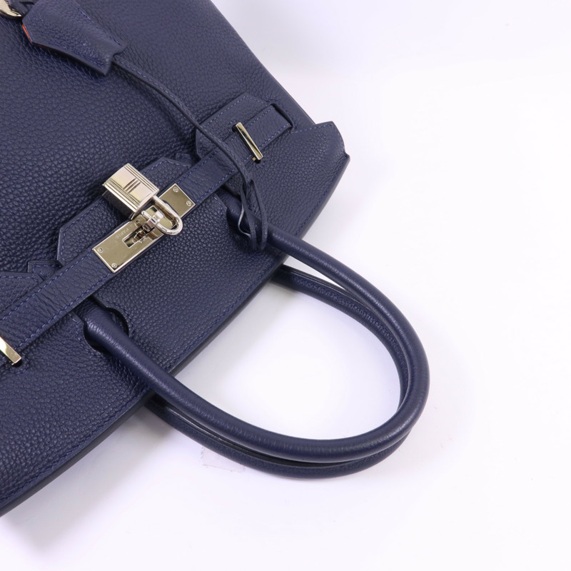 HERMES Togo皮革Birkin 30銀扣手挽袋Bleu Nuit-4