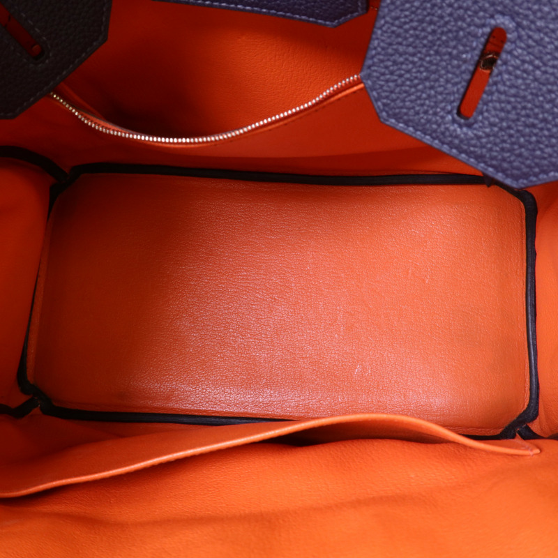 HERMES Togo皮革Birkin 30銀扣手挽袋Bleu Nuit-5