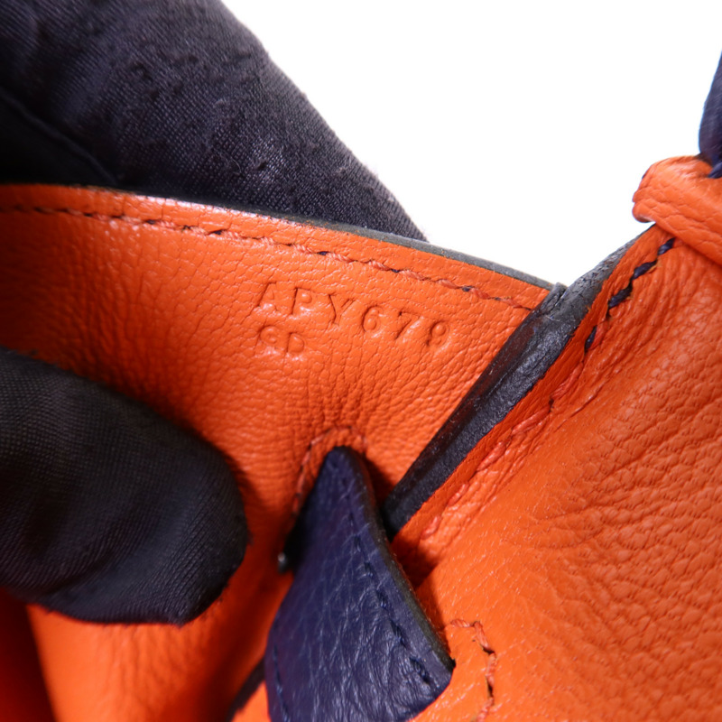 HERMES Togo皮革Birkin 30銀扣手挽袋Bleu Nuit-7