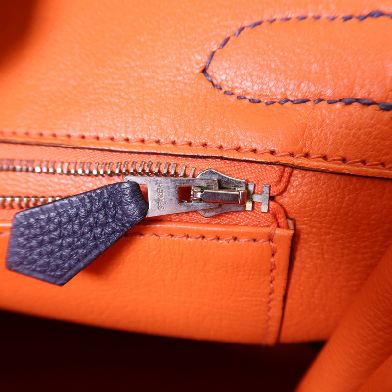 HERMES Togo皮革Birkin 30銀扣手挽袋Bleu Nuit-8