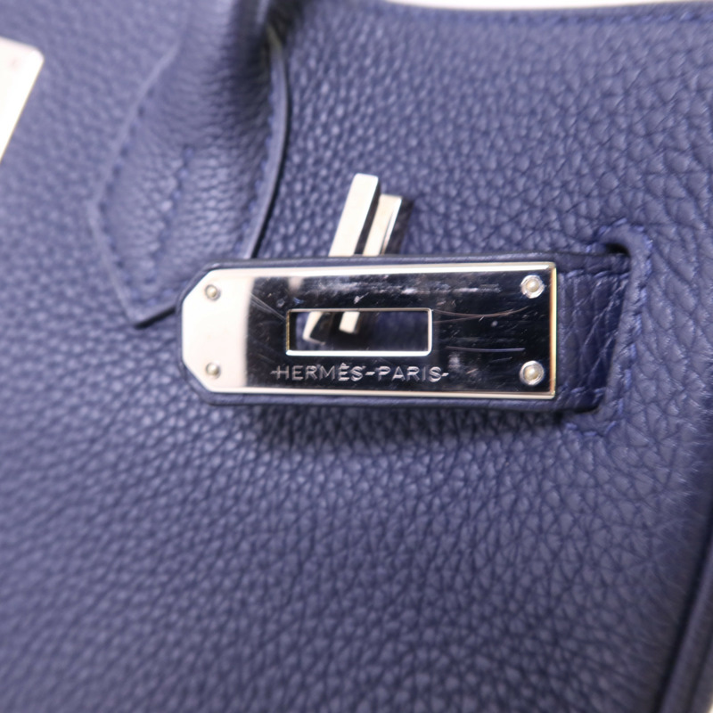 HERMES Togo皮革Birkin 30銀扣手挽袋Bleu Nuit-9