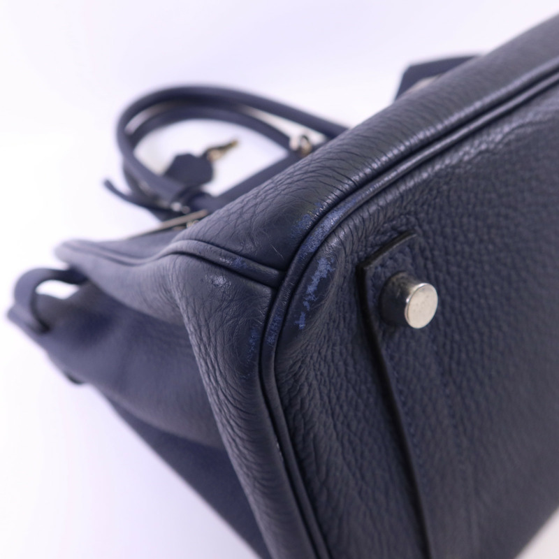 HERMES Togo皮革Birkin 30銀扣手挽袋Bleu Nuit-13