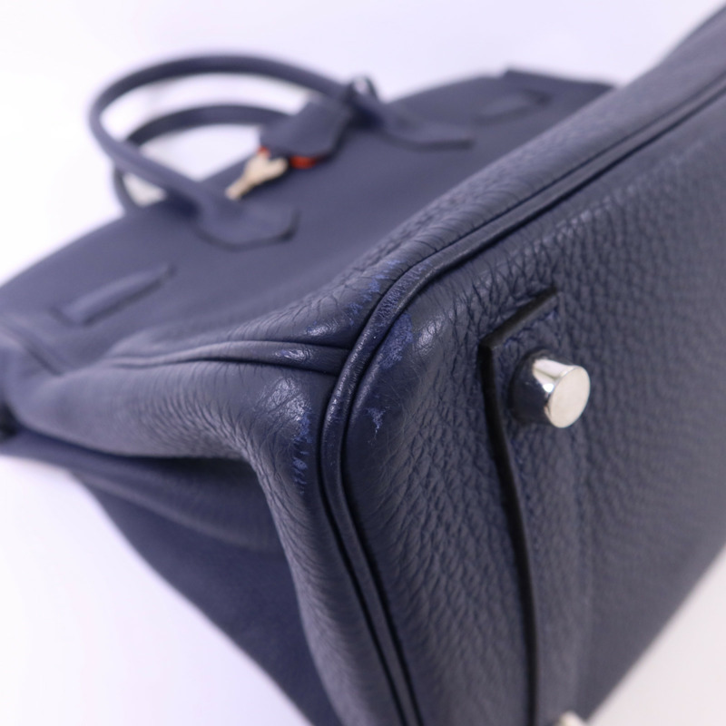 HERMES Togo皮革Birkin 30銀扣手挽袋Bleu Nuit-15