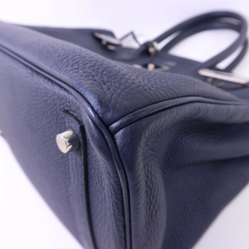 HERMES Togo皮革Birkin 30銀扣手挽袋Bleu Nuit-16